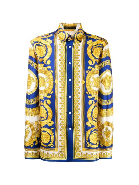 camicia di seta uomo versace|Versace Camicia Barocco .